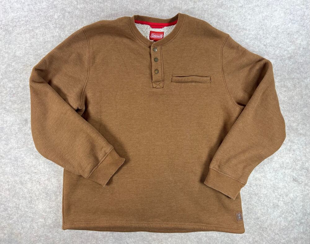 Coleman Men's 1/4 Snap Sherpa Lined Waffle Relaxed Fit Henley Sweatshirt XL